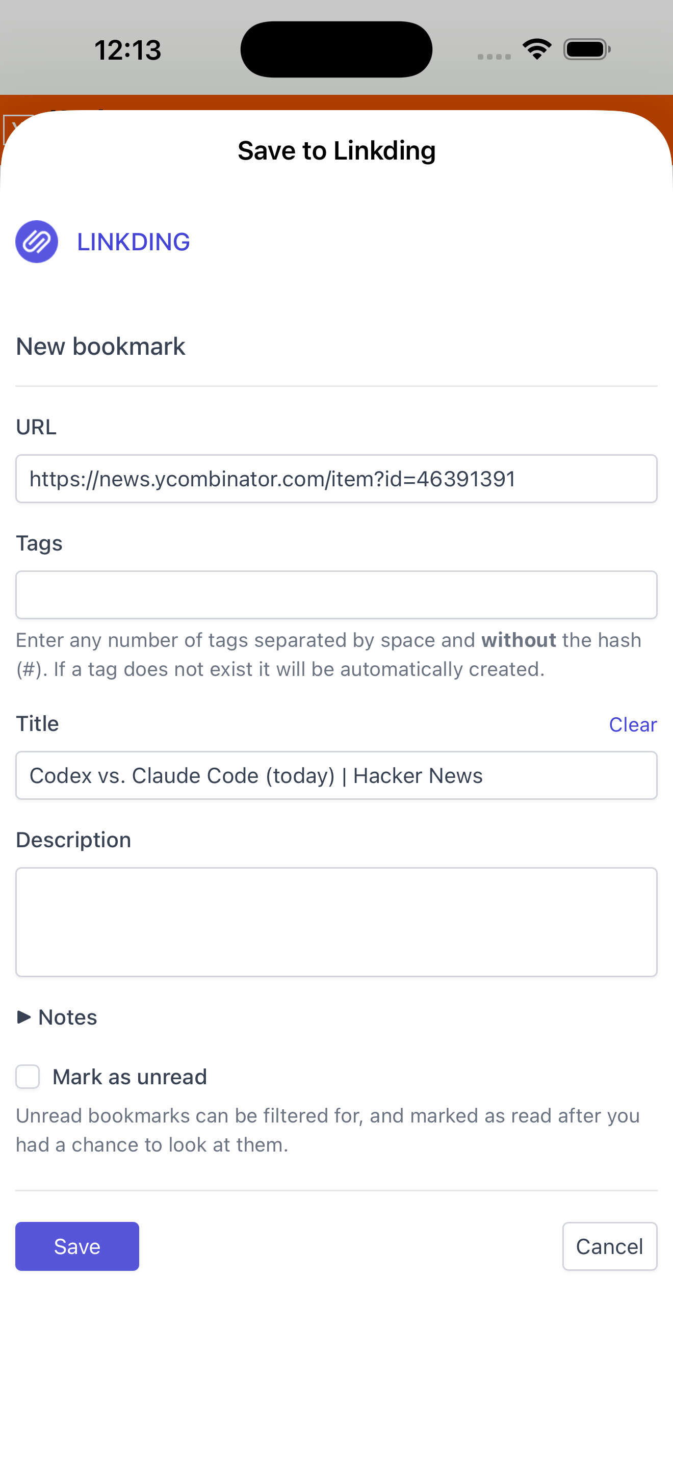 Save to Linkding workflow video